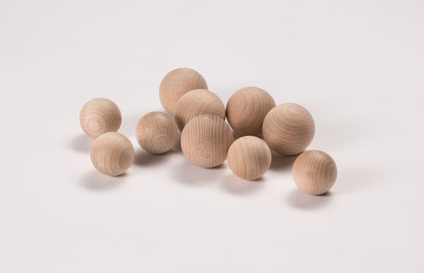 DUSYMA Holzkugelset natur, Ø 3 cm und 4 cm, 10-teilig
