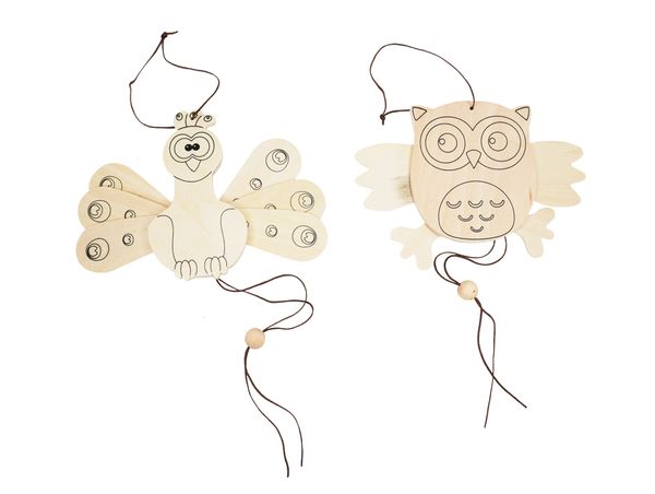 Hampelfigur Eule aus Holz,6 Stück (SONDERANGEBOT)