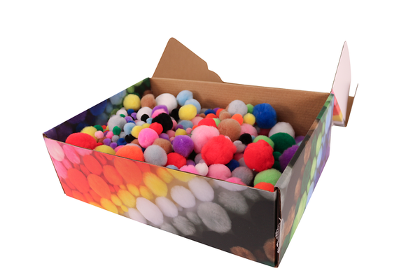FOLIA Pompons Mix bunt, Ø 1-4 cm, 930 Stück Großpackung