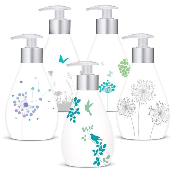 Seifenspender, Flasche, Grün, Blumenmuster, Set