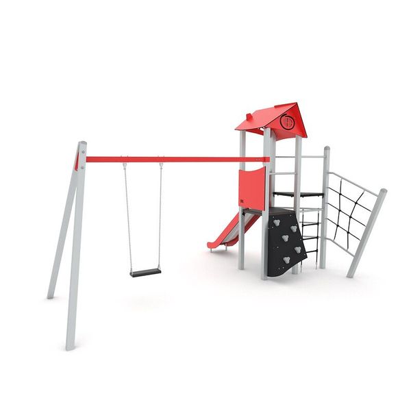 Spielplatz, Klettergerüst, Schaukel, Rutsche, Hochstamm_Aufbau