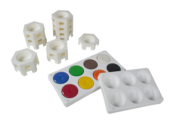ELVIRAS Tempera-Palette hexagonal für 55 mm Blöcke, 12 Stück