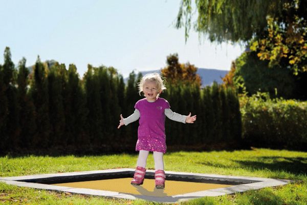 Bodentrampolin, gelb, Außenmaß: 200 x 200 cm