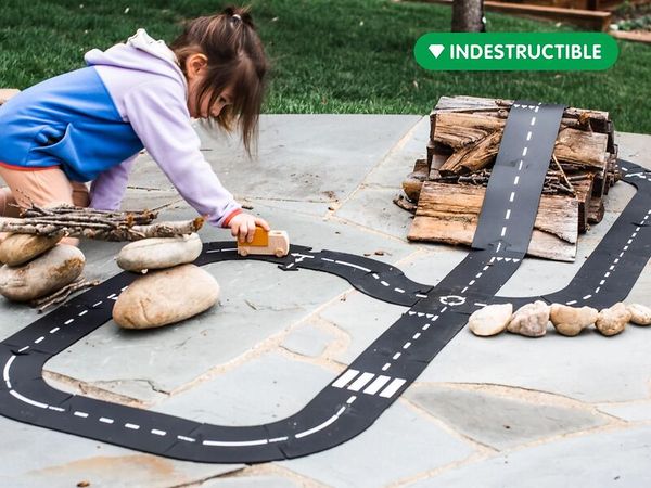 spielstraße, holzbrücke, kinderfahren, gartenweg, spielset
