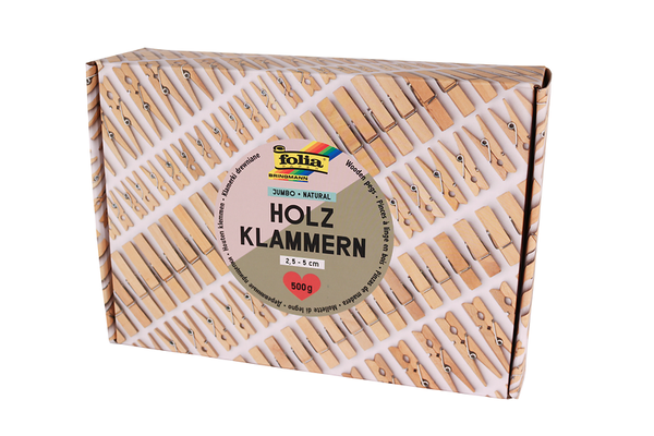 FOLIA Holzklammern, 2,5-5 cm, Großpackung, 480 Stück, Farbe wählbar