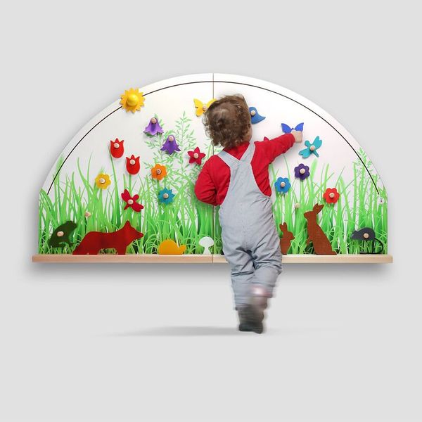 Kinderfreundlich, Wandbild, Bunte Blumen, Pflanzenlandschaft, Kaleidoskopische Szene