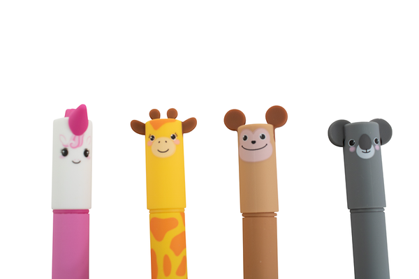Animal Erase It! Radierbarer Gelschreiber im Set, 6 Stifte mit 4 Tiermotiven, ab 3 Jahre
