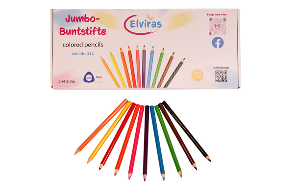 ELVIRAS Jumbo Buntstifte, dreieckig, 144 Stück