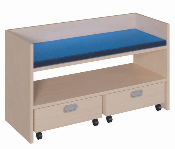 Bankett, Sitzbank, Holz, Kissen, Rollcontainer