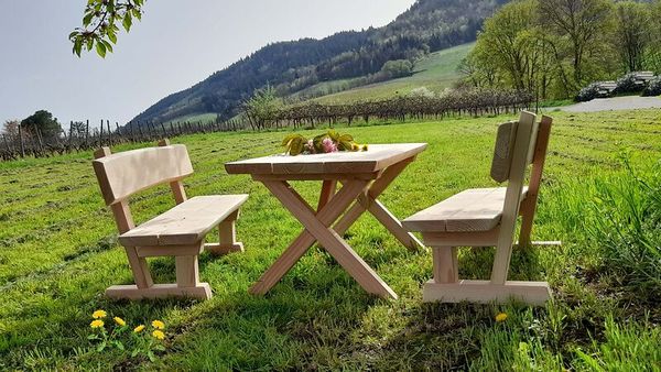 Holzstuhl, Holztisch, Gartenmöbel, Picknicktisch, Sitzgruppe