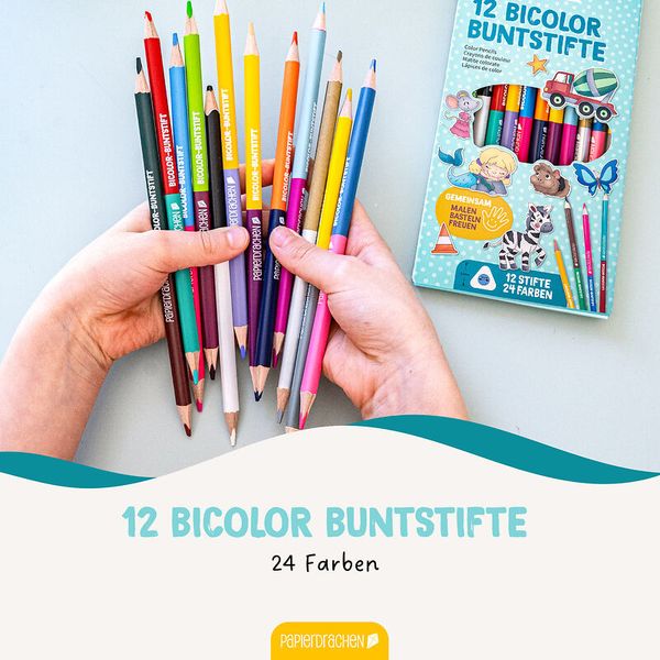 Bicolor Buntstifte, rund, farbig sortiert, 12 Stück
