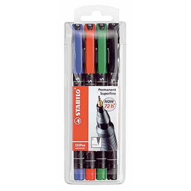 STABILO permanent Folienschreiber 0,4mm, farbig sortiert, 4 Stück STABILO permanent Folienschreiber 0,4mm, farbig sortiert, 4 Stück