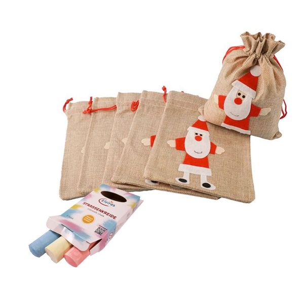 Jutebeutel, Säckchen, Weihnachtsmotiv, Stoffbeutel, Chalkboard-Set