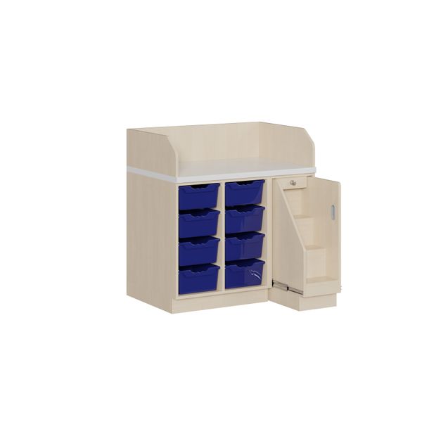 Kinderzimmerschrank, Aufbewahrung, Kastenschubladen, Blauweiss, Holzmöbel
