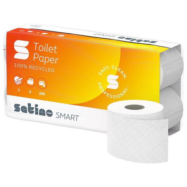 SATINO Smart Toilettenpapier weiß, RC 3-lagig, 250 Blatt, 8 Rollen