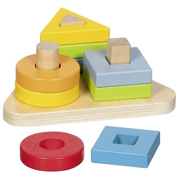 GOKI Steckspiel, Farben- und Formen Sortierspiel, 10-teilig, Holz, ab 1,5 Jahre