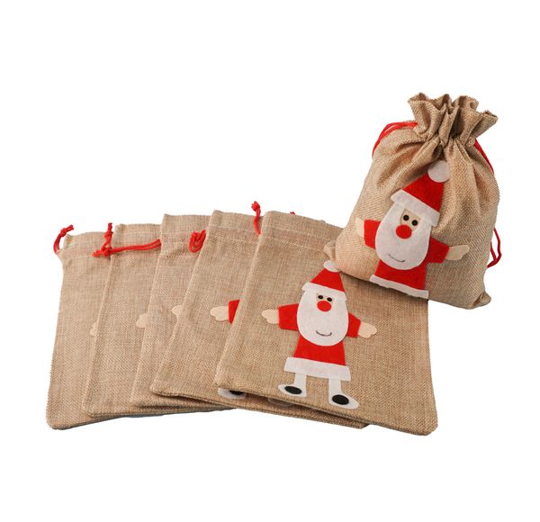 Jutebeutel, Beutel, Weihnachtsmotiv, Stoffbeutel, Santa