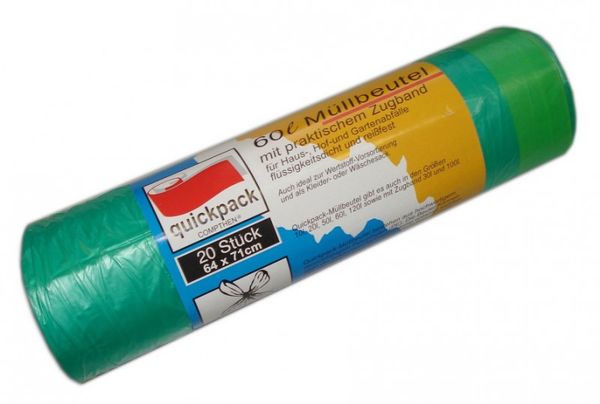 Abfallbeutel, Müllbeutel, Rollenbeutel, Grüner Beutel, 20 Stück