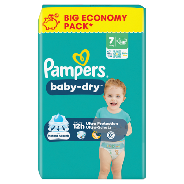 PAMPERS Baby Dry Windeln Größe 7 Extra Large 15+ kg, Packungsgröße wählbar
