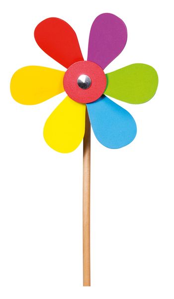 Blume, Windmühle, Regenbogenfarben, Holzstab, Sommerdeko