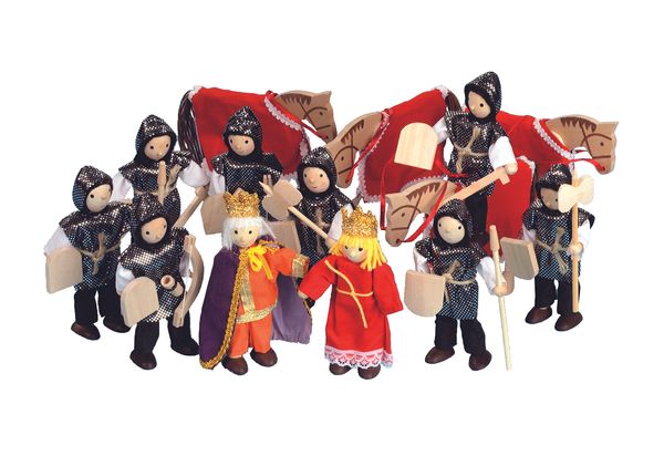 Ritter-Set mit 14 Holzbiegepuppen Ritter-Set mit 14 Holzbiegepuppen