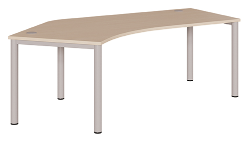 Schreibtisch mit Freiformplatte und Kabeldurchlässen Schreibtisch mit Freiformplatte und Kabeldurchlässen