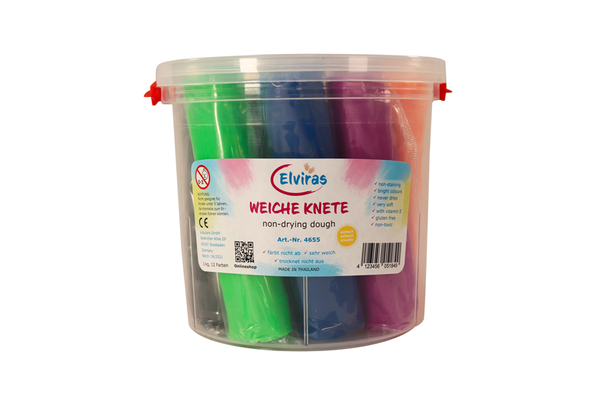 Weiche Knete, die nicht eintrocknet - 1kg mit 12 Farben Weiche Knete, die nicht eintrocknet - 1kg mit 12 Farben