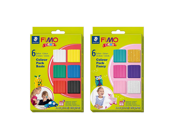 FIMO Modelliermasse 42 g, 12 Stück, Grundfarbe und zusätzliche Farben