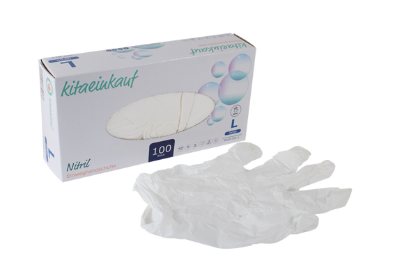 Handschuhe Nitril, puderfrei, Gr. L, 100 Stk., weiß