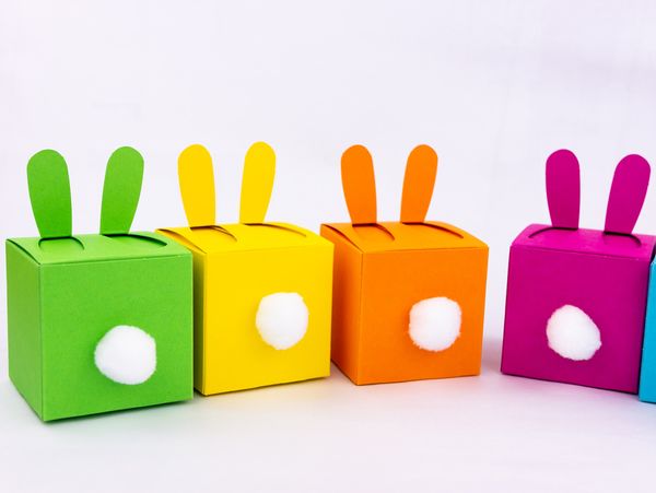 Osterhasenkisten, 12 Stück, bunt gemischt - Bastelset (SONDERANGEBOT) Osterhasenkisten, 12 Stück, bunt gemischt - Bastelset (SONDERANGEBOT)