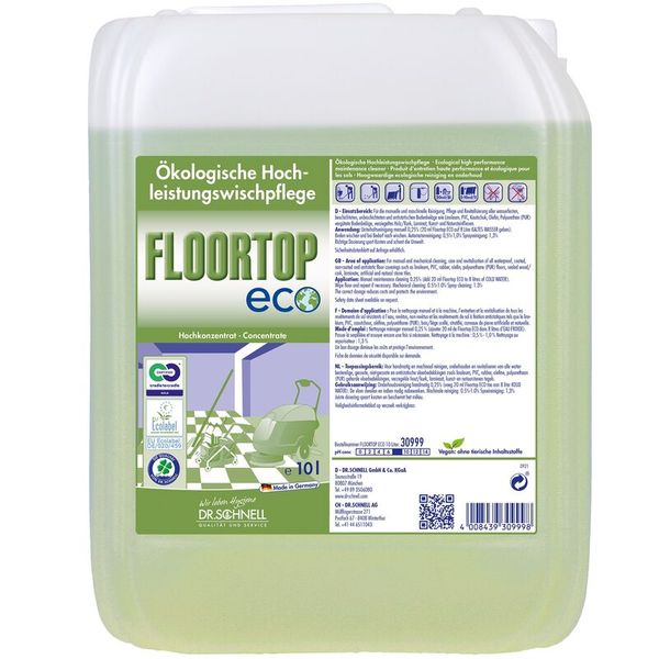 Floortop Eco, Konzentrat, Hellgrüne Flüssigkeit, Reinigungsmittel Konzentrat, Ökologische Formel