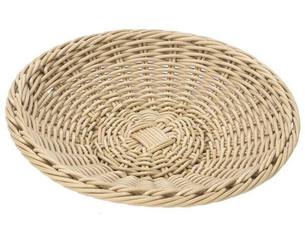 gewebter Korb, runder Korb, Rattangeflecht, Naturfarbe, Fruchtkorb