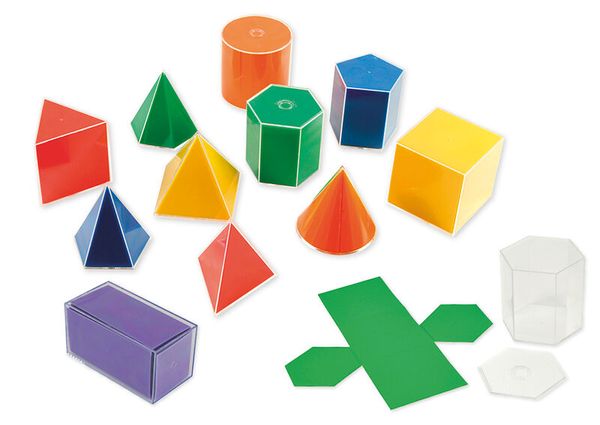 Geometrie-Körper Set mit Flächenabwicklung, 11er Set