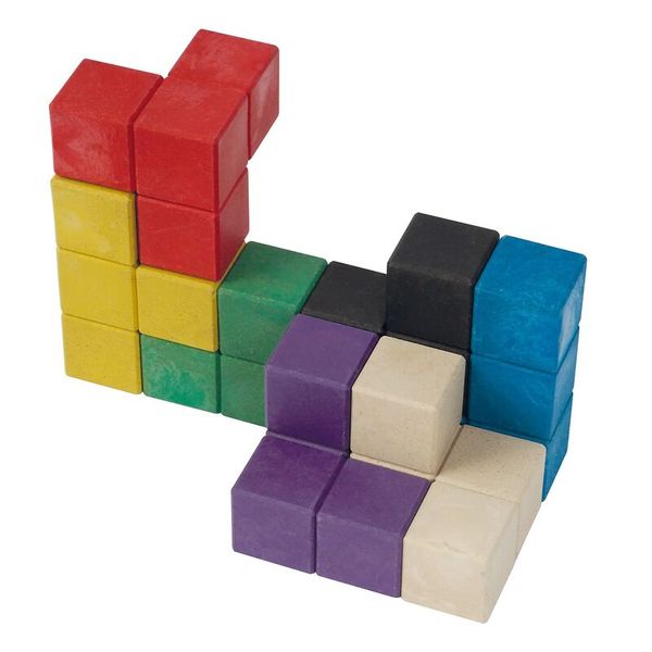 Soma-Holz-Würfel 60 x 60 mm, 7 Figuren bunt, inkl. Box