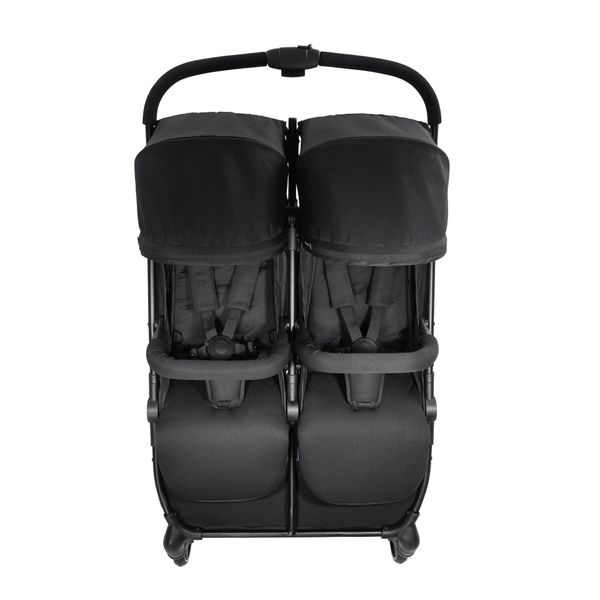 Baby buggy, Doppelbuggy, Rahmenkonstruktion faltbar, Vierrollen, Schwarz