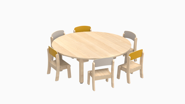 MATHOU Tisch-Stuhl-Kombination - 6 Stühle, 1 runder Tisch, 10 Jahre Garantie MATHOU Tisch-Stuhl-Kombination - 6 Stühle, 1 runder Tisch, 10 Jahre Garantie