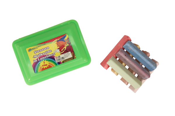 Spielplatzkreide in Lunchbox, 7 Farben Spielplatzkreide in Lunchbox, 7 Farben