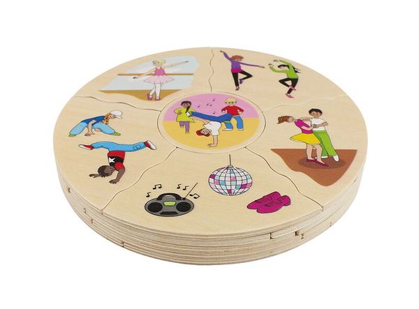 holzpuzzle, tänze, kreis puzzle, balldisco, kinderspielzeug