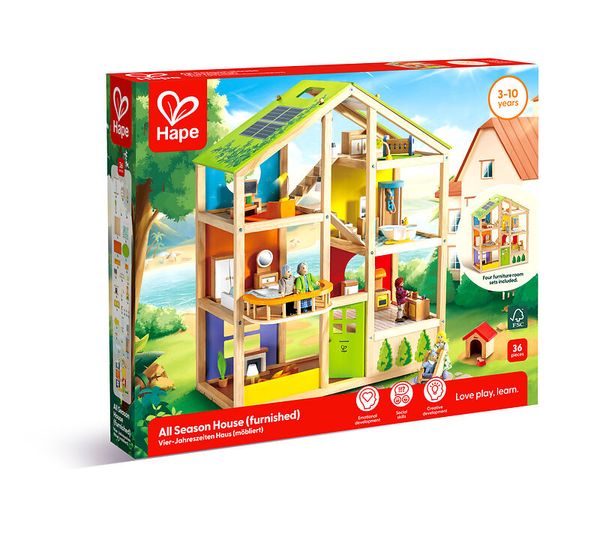 HAPE Puppenhaus "Vier-Jahreszeiten", möbliert