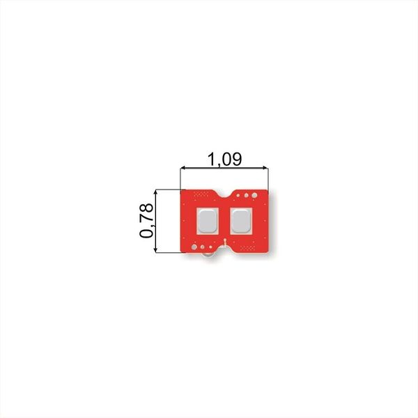 redes PCB, duales Steckplatine, Mikrostecker, zwei Pads, Abmessungen 1,09 x 0,78 cm