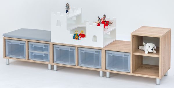 Kinder-möbel, Aufbewahrungsboxen, Schrankkombination, Holz & Glas, Dollhouse-Spielset