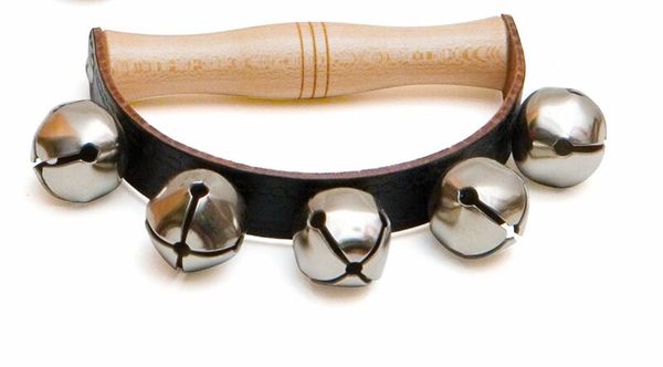 Klingelknopf, Handglocke, Glockenring, Metallglocken, Gurtband mit Glöckchen