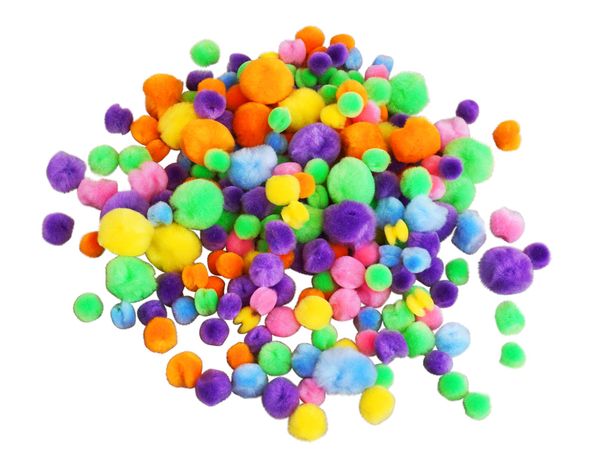 ELVIRAS Neon Pompons, 500 Stück, gemischte Farben
