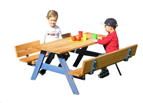 Kinder-Picknicksitzgruppe mit Rückenlehne (Sitzhöhe 28 und 34 cm wählbar)