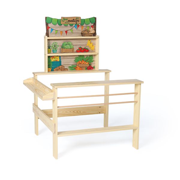 Holzregal, Ausstellungsregal, Früchtekiosk, Holzshop, Spielzeugregal
