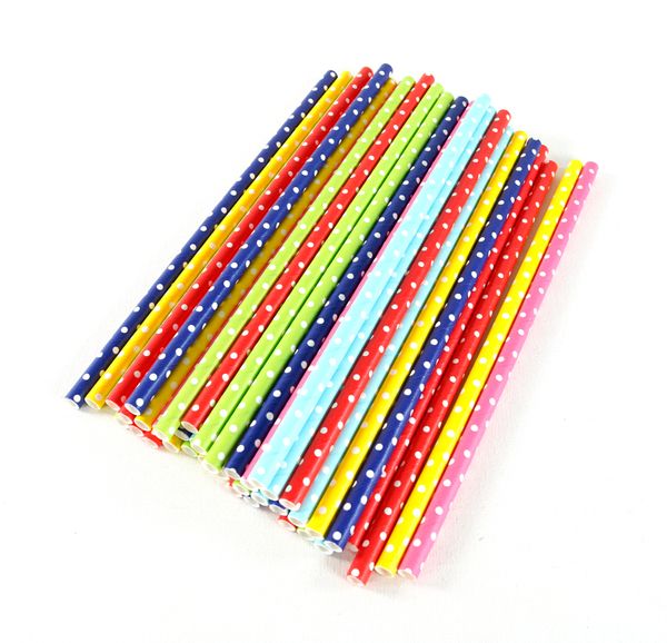 Papierstrohhalme Punkte, 120 Stück Papierstrohhalme Punkte, 120 Stück