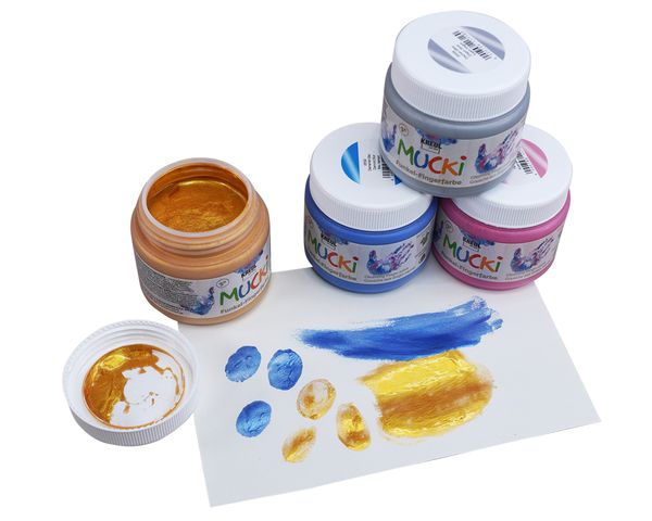 Acrylfarbe, Goldfarbe, Blaubar, Pinkfarbene, Palette Proben