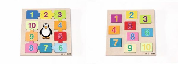 puzzle, wooden, numbers, penguin, education