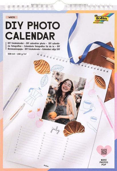 FOLIA Bastel-Dauerkalender, DIN A4, weiß, 12 Monatsseiten, 1 St.