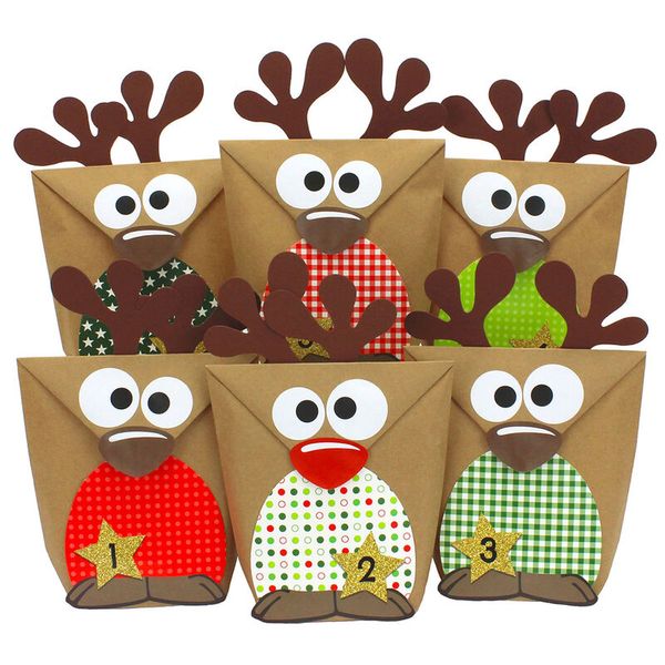 Advent gifts, Weihnachtsgeschenke, Geschenkeverpackung, Reh motif, Karton Beutel